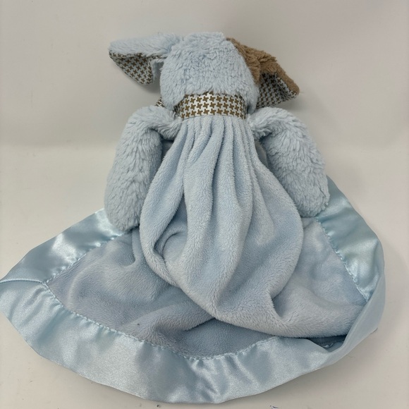 Bearington Baby Plush Puppy Dog Lovey Blue Soft Satin Security Blanket Stuffed - Picture 3 of 8
